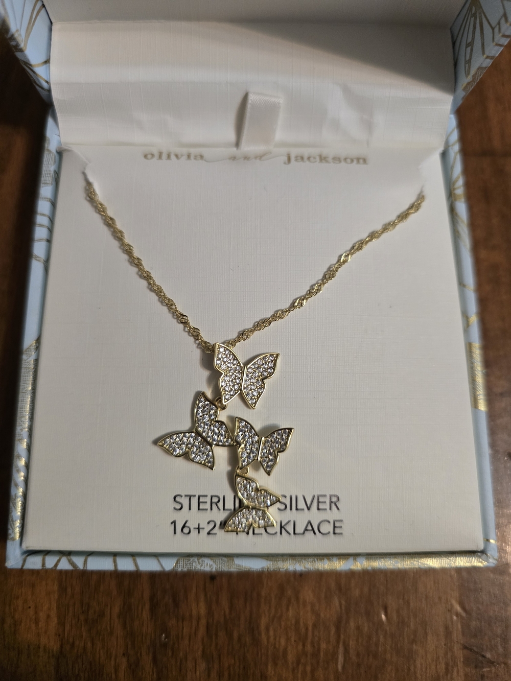 Olivia and Jackson Gold Butterfly Trio Pendant Necklace - Picture 2 of 4